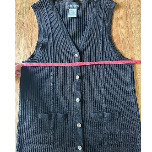 Sag Harbor Vtg Black Button Cardigan Sweater Vest Size Medium - Picture 4 of 6